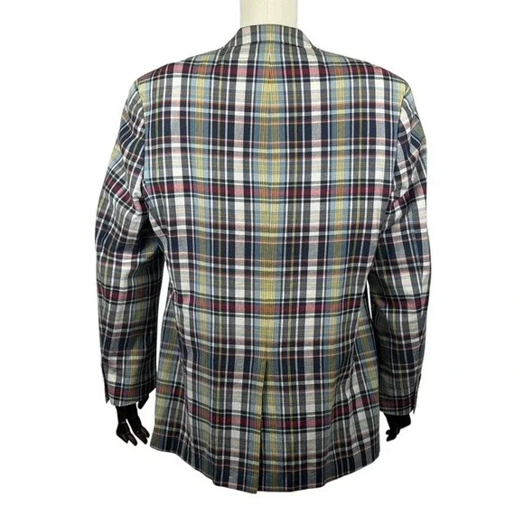 Haspel Mens Plaid Sport Coat Blazer Unstructured  100% Cotton Two Button Jacket - Picture 4 of 13